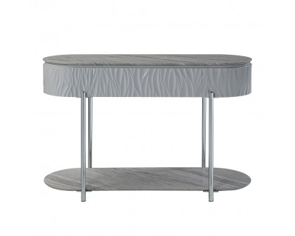 ACME - Yukino Sofa Table in Gray High Gloss/Chrome