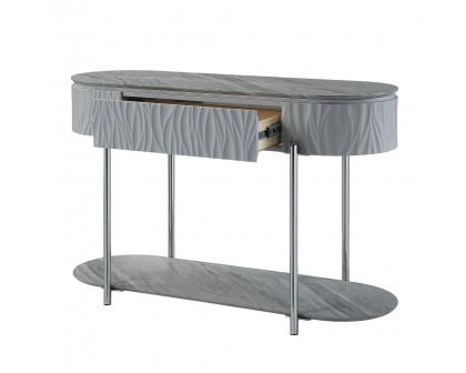 ACME - Yukino Sofa Table in Gray High Gloss/Chrome