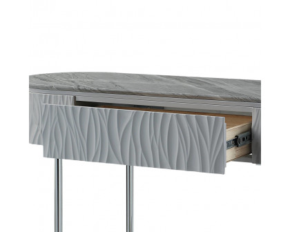 ACME - Yukino Sofa Table in Gray High Gloss/Chrome