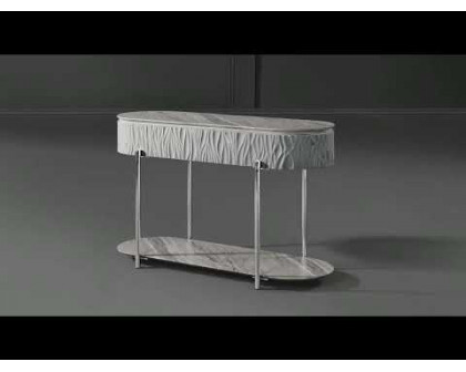 ACME - Yukino Sofa Table in Gray High Gloss/Chrome