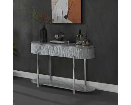 ACME - Yukino Sofa Table in Gray High Gloss/Chrome