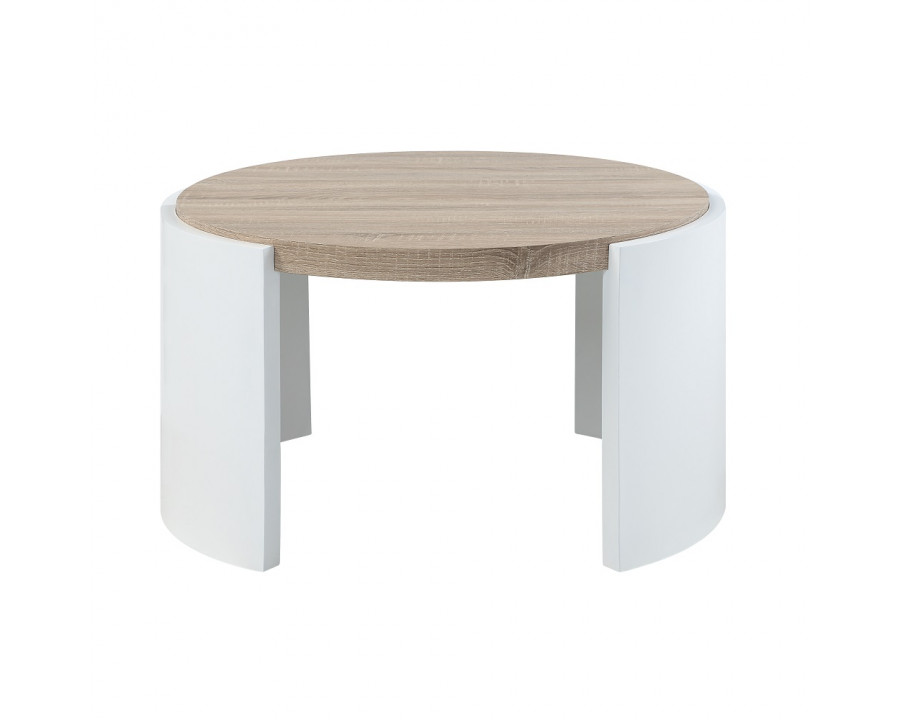 ACME - Zoma Coffee Table in Oak/White High Gloss