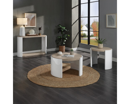 ACME - Zoma Coffee Table in Oak/White High Gloss