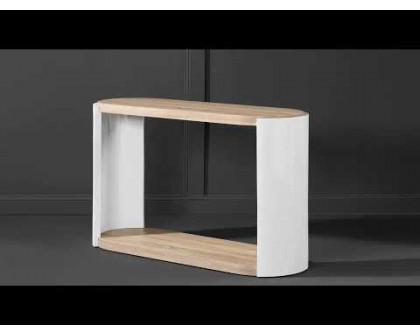 ACME - Zoma Coffee Table in Oak/White High Gloss