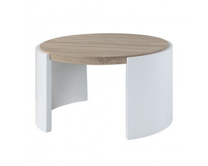 ACME - Zoma Coffee Table in Oak/White High Gloss