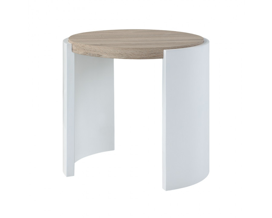 ACME - Zoma End Table in Oak/White High Gloss