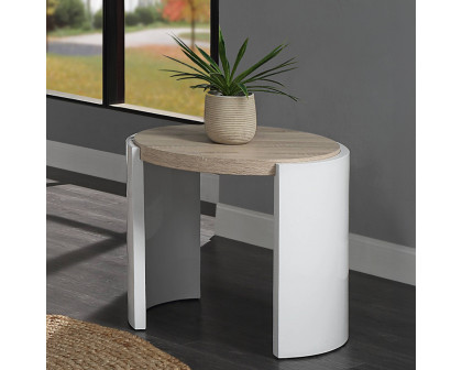 ACME - Zoma End Table in Oak/White High Gloss