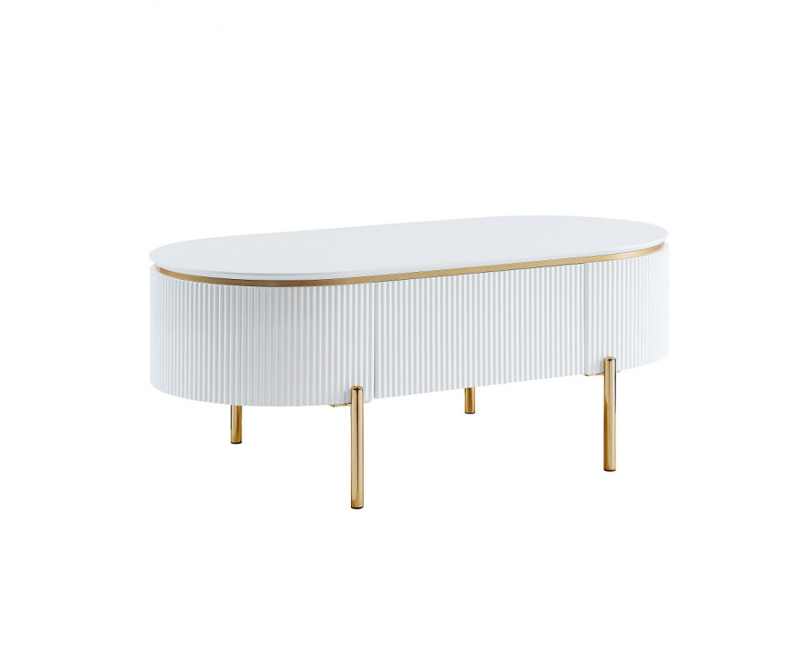 ACME - Daveigh Coffee Table in White High Gloss/Gold