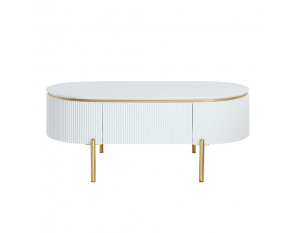 ACME - Daveigh Coffee Table in White High Gloss/Gold