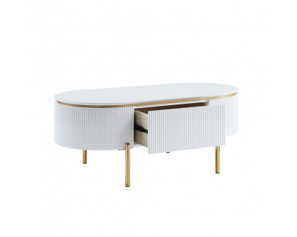 ACME - Daveigh Coffee Table in White High Gloss/Gold