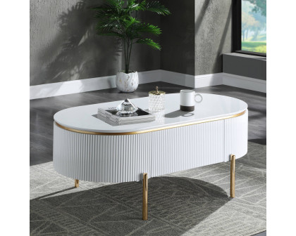 ACME - Daveigh Coffee Table in White High Gloss/Gold