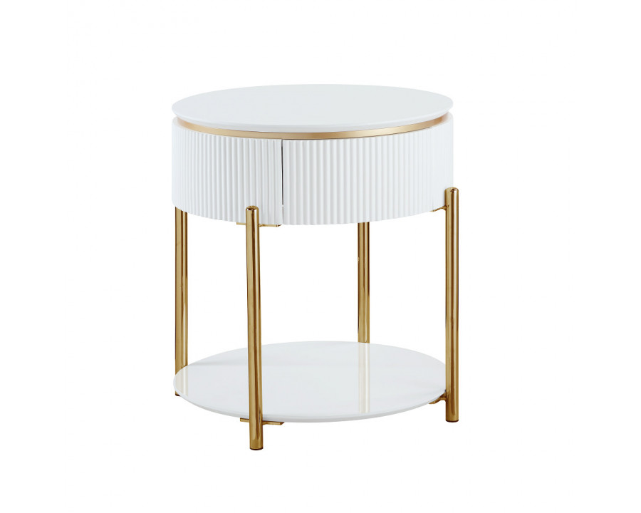 ACME - Daveigh End Table in White High Gloss/Gold