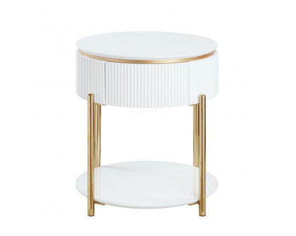 ACME - Daveigh End Table in White High Gloss/Gold