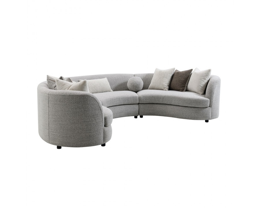 ACME - Ivria Sectional Sofa with 9 Pillows in Gray Boucle