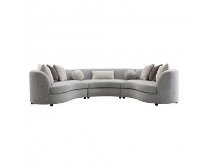 ACME - Ivria Sectional Sofa with 9 Pillows in Gray Boucle