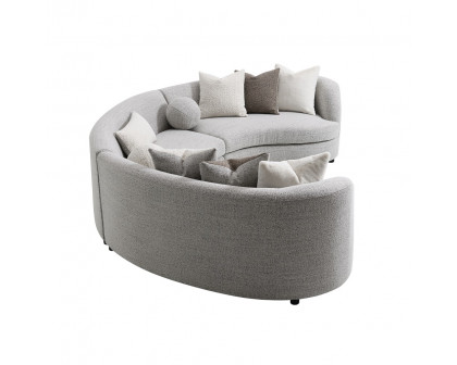 ACME - Ivria Sectional Sofa with 9 Pillows in Gray Boucle