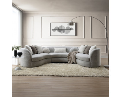 ACME - Ivria Sectional Sofa with 9 Pillows in Gray Boucle