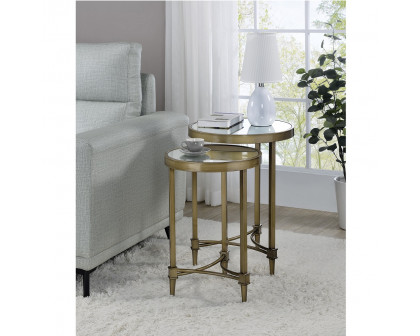 ACME - Aditya Nesting Table in Mirrored/Antique Brass