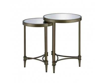 ACME - Aditya Nesting Table in Mirrored/Antique Brass