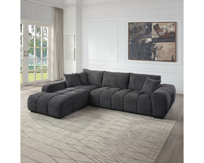 ACME - Chosen Sectional Sofa with 3 Pillows in Gray Chenille (LV02720)