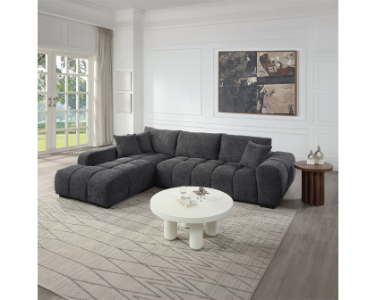 ACME - Chosen Sectional Sofa with 3 Pillows in Gray Chenille (LV02720)