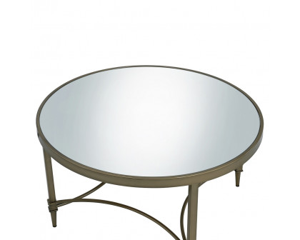 ACME - Aditya Coffee Table in Mirrored/Antique Brass