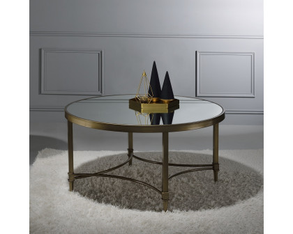 ACME - Aditya Coffee Table in Mirrored/Antique Brass