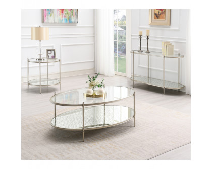 ACME - Zaba Coffee Table in Glass Top/Silver (LV02755)