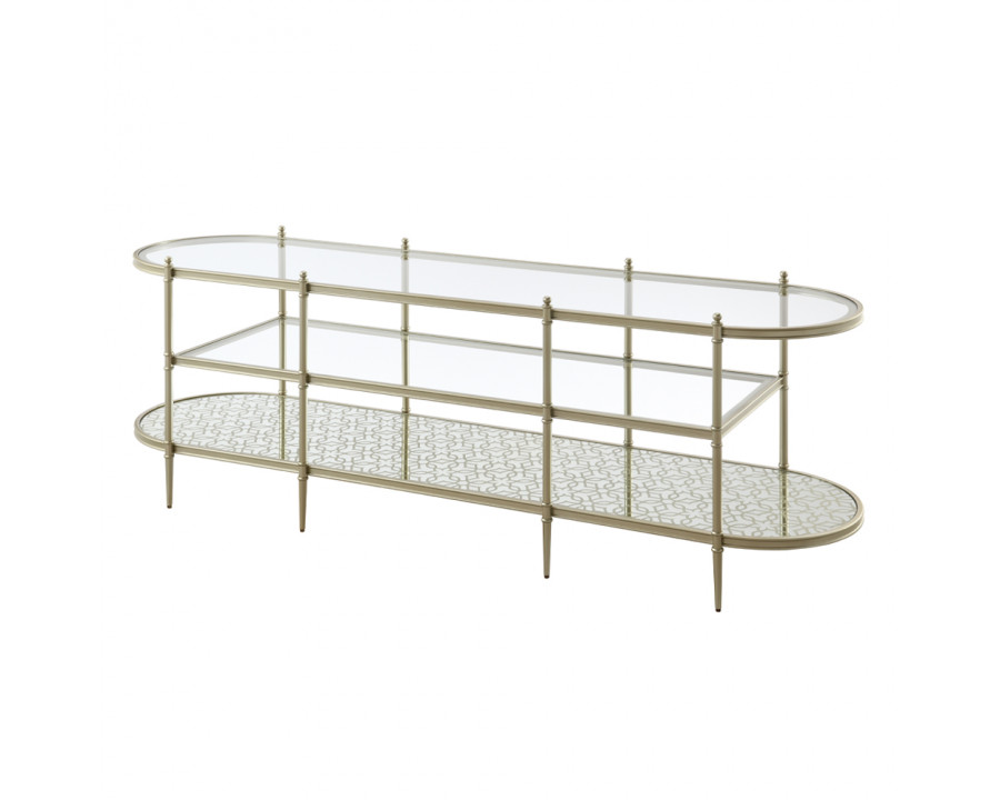 ACME - Zaba TV Stand in Glass Top/Silver