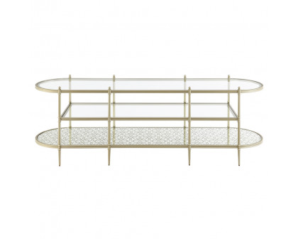 ACME - Zaba TV Stand in Glass Top/Silver