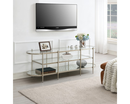 ACME - Zaba TV Stand in Glass Top/Silver