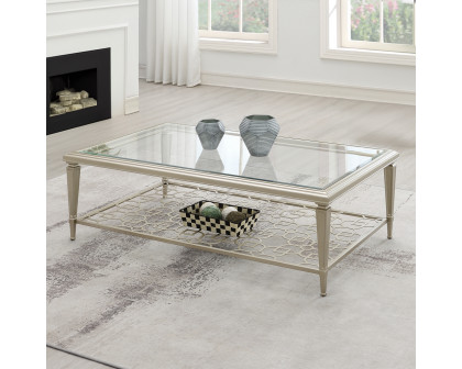 ACME - Zaba Coffee Table in Glass Top/Silver (LV02785)