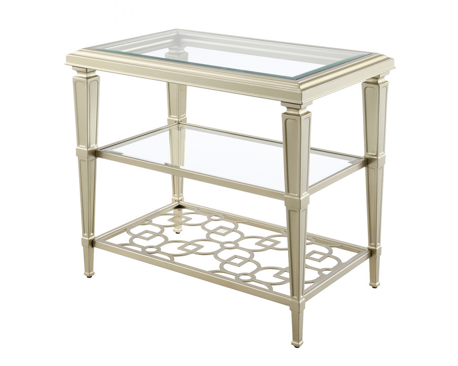 ACME - Zaba End Table in Glass Top/Silver (LV02786)