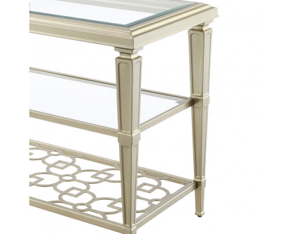 ACME - Zaba End Table in Glass Top/Silver (LV02786)