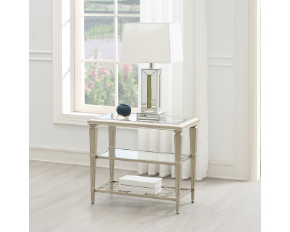 ACME - Zaba End Table in Glass Top/Silver (LV02786)