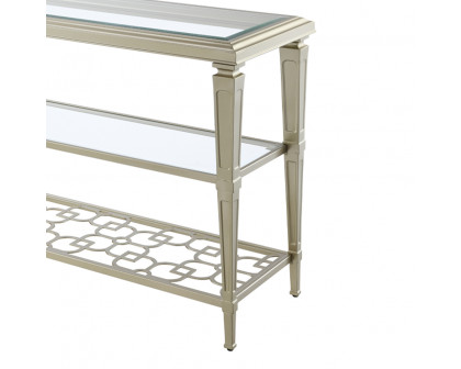 ACME - Zaba Sofa Table in Glass Top/Silver (LV02787)