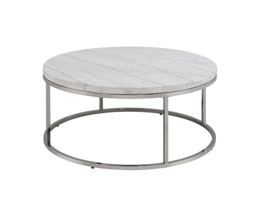 ACME - Zaidee Coffee Table with Marble in Marble Top/Nickel