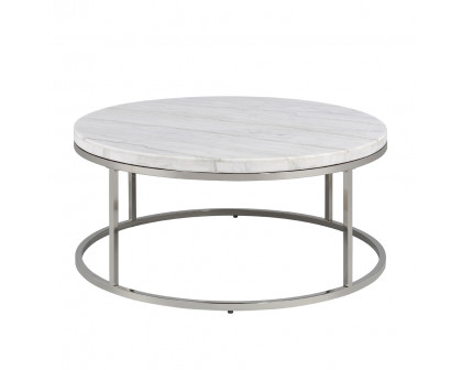 ACME - Zaidee Coffee Table with Marble in Marble Top/Nickel