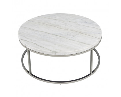 ACME - Zaidee Coffee Table with Marble in Marble Top/Nickel