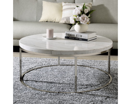 ACME - Zaidee Coffee Table with Marble in Marble Top/Nickel