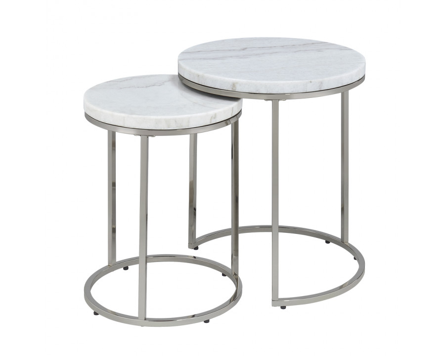 ACME - Zaidee Nesting Table Set in Marble Top/Nickel