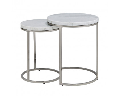 ACME - Zaidee Nesting Table Set in Marble Top/Nickel