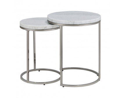 ACME - Zaidee Nesting Table Set in Marble Top/Nickel