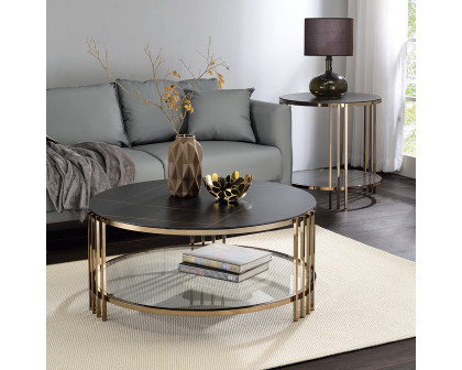 ACME - Zaidee Coffee Table in Sintered Stone/Champagne (LV02815)