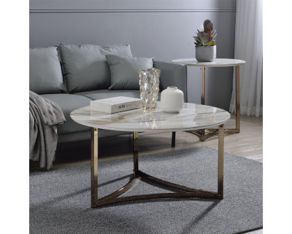 ACME - Zaidee Coffee Table in Sintered Stone/Champagne (LV02825)