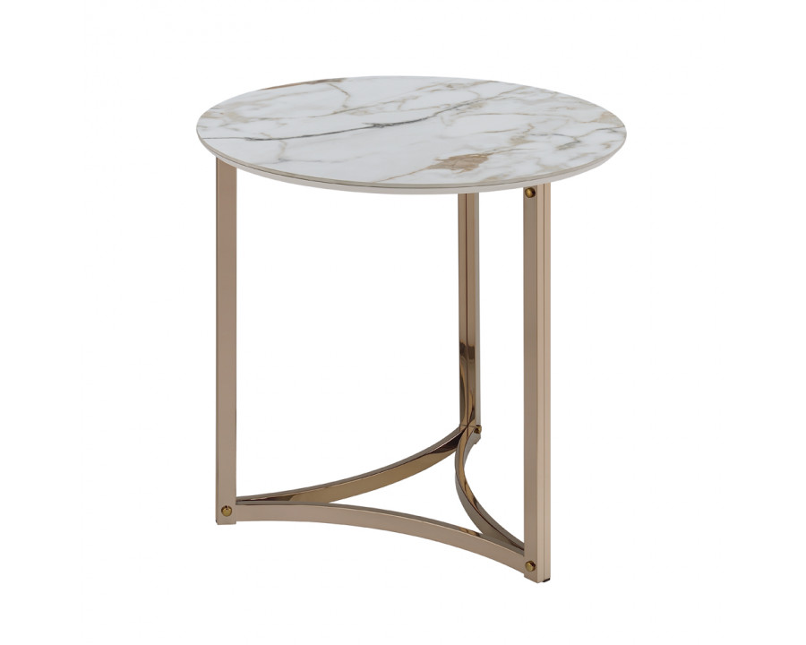 ACME - Zaidee End Table in Sintered Stone/Champagne (LV02826)