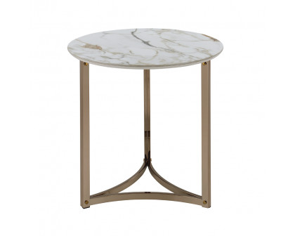 ACME - Zaidee End Table in Sintered Stone/Champagne (LV02826)