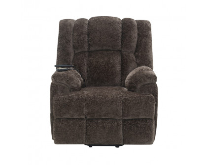 ACME - Pacay Power Recliner with Lift & Heating & Massage in Brown Chenille