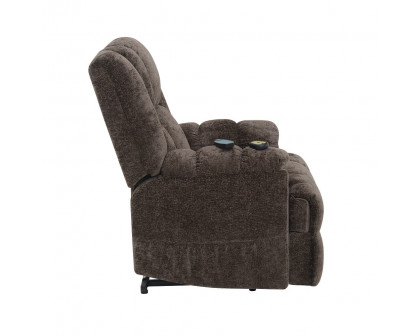 ACME - Pacay Power Recliner with Lift & Heating & Massage in Brown Chenille