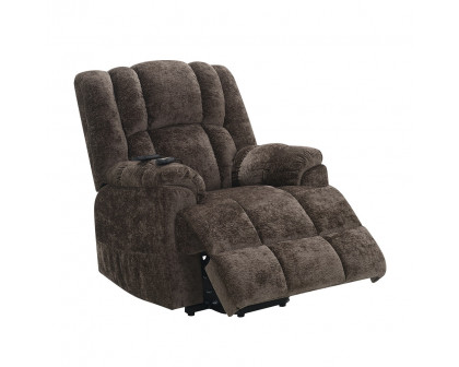 ACME - Pacay Power Recliner with Lift & Heating & Massage in Brown Chenille